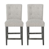 Contemporary Fabric Button Tufted 26 Inch Counter Stools, Set of 2, Light Grey 71254.00LGRY