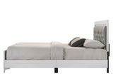 Grey and White Queen Bed with LED Light Padded Headboard B062P215387