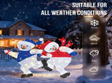 Set of 2 Lighted Running Snowman Christmas Decorations, Pre-lit 2D Holiday Decor with 120 Warm White 83521957
