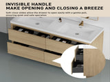 60" Freestanding Bathroom Vanity with Double Sinks, Bathroom Storage Vanity Cabinet with Stone Resin W1573P211192