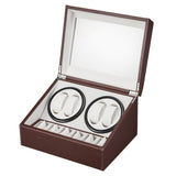 ZNTS Brown Leather Watch Winder Storage Auto Display Case Box 4 6 Automatic Rotation 27700804