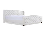 Marcella Upholstered Shelter Headboard Bed Set, King, Bright White Polyester B2719P238227