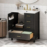 30" Black Bathroom Vanity with Sink Combination Set, Bathroom Storage Cabinet with Soft Close Door, N729P177787B