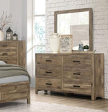 Rustic Style Dresser w 6 Storage Drawers Weathered Pine Finish Wooden Bedroom Furniture B011134289