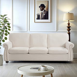 Soft Velvet Sofa, Upholstered 3 Seater Couch with High-Density Foam, Loose Back Cushions and Solid B2735P292318