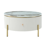 Modern Round Coffee Table with 2 large Drawers Storage Accent Table WF311606AAK