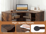 L-Shaped Corner Computer Desk 90&deg Triangle Home Office Desk with Adjustable Storage Shelves 08537241