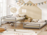 Head and foot horizontal support guardrails, gray painted finish, pine wood, Twin size children's 87451450