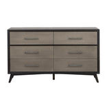 ZNTS Classic 1pc Bedroom Storage Dresser of 6 Drawers Black Gray Finish Modern Wooden Furniture Tapered B011P178525