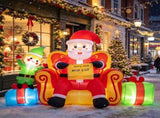 7.2 FT Inflatable Christmas Sitting Santa on Sofa with Elf & Gift Boxes, Built-in LED Lights Blow Up 20780674