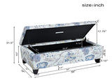 Luxury Storage Ottoman with Floral Patterned Fabric, Soft-Close Hinges, Multi-Functional Footrest & N767P257582M