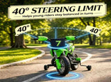 12V Kids Motorcycle 2 x 35W Electric Dirt Bike with Training Wheels Rear Suspension Horn Green 08853533