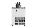 Bar Cart with 6 Built-in Wine Rack and Casters, White B097120589