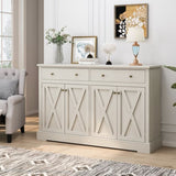 Vintage White Sideboard with Two Drawers and Four Doors for Living Room, Bedroom, and Kitchen, Room W757P234599