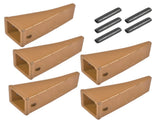 Set of 5 X156L Long Bucket Teeth P156 Roll Pins Fits for Skid Steer and Mini Excavators 26261473