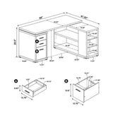 L-Shape Office Desk With Drawers and Shelves, Weathered Grey B016P163558