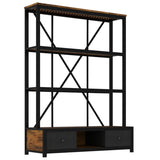 3-Shelf Metal with Drawers for Home Office, Open, Vintage Industrial Style W1580P251089