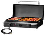 3-Burner Flat Top Gas Griddle Cooking Station with Ceramic Coated Cast Iron Pan, 96035868