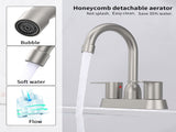 Bathroom Sink Faucet Brushed Nickel 2-Handle 360 Degree High Arc Swivel Spout Centerset 4 Inch 29805597