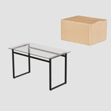 51" Modern Minimalist Rectangular Glass Dining Table for 4-6 with 0.31" Tempered Glass Tabletop and W2189138541