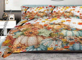 3PCS Colorful Oil Painting Pumpkin Pattern Quilt Set King Size for All Seasons Flower Fall Leaves 46542620