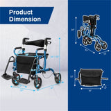 Practical Folding Rolling Walker Transport Wheelchair 05399623