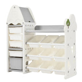 Kids Toy Organizer with 14 Bins, Multi-functional Nursery Organizer Kids Furniture Set Toy PP300104AAE