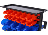 6-Tier Dual-Sided Rolling Bin Rack , 350 Pound Capacity, Includes 60 Organizer Bins, with Tray and W465P202988