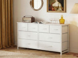 8 Drawers Fabric Cabinet Metal Frame Wide Wood Top Storage Tower TV Stand Clothes Organizer for 97388704
