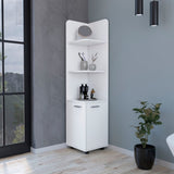 Sunriver Corner Shelf with Cabinet, 3-Tier Shelf, Metal Handles B128P148813