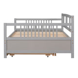 Full Size Daybed Wood Bed with Twin Size Trundle,Gray WF295131AAE