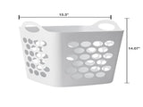 (4 pack)Plastic Laundry Hamper, Flexible Square, Breathable with Handles, White (Shipment from 37294512