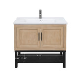 36" Bathroom Vanity White Ceramic Sink & Hot and Cold Faucet , Freestanding Bathroom Cabinet W688P224379