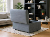 Dark Gray Corduroy Upholstered Ottoman with Black Round Rubber Feet 634343cm, Hidden 67751678