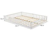 White Full-Size Wooden Toddler Crib Bed with Door & Floorboard Convertible Kids Safety Bed 91517336