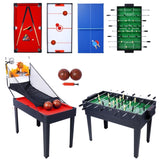 ZNTS 5-in-1 Multi-Game Table - Billiards, Push Hockey, Foosball, Ping Pong, and Basketball black/red W465P164155