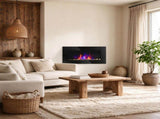 Black 28.5" Wall-Mounted Electric Fireplace, 1450W with Realistic Flame Effect & 7-Color Ambient 84832048