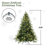 Artificial 6.5ft Green Christmas Tree with 2225 PE/PVC Mixed Branch Tips, 450L warm white led, Steel 11137069