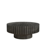 Modern minimalist circular black coffee table, 31.4-inch natural wood color and texture, space W1727P251153
