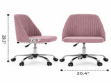 Comfy Office, Adjustable Swivel Desk with Wheels, Wide Seating, Modern Fabric Vanity 82980240