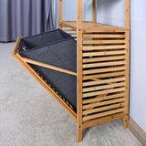 Bathroom Laundry Basket Bamboo Storage Basket with 2-tier Shelf 17.32 x 13 x 37.8 inch W40934117