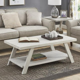 ZNTS Athens Contemporary Wood Shelf Coffee Table in White Finish T2574P164643