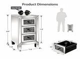 () 3-Drawer Nightstand with Crushed Diamond Drawer Fronts MDF Drawer Unit with 48304302