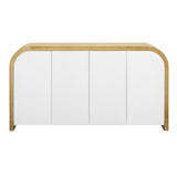 U_STYLE 4-door Curved Corner Design Wavy Door Panel Cabinet with Adjustable Shelves, Suitable for WF530090AAK