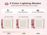 3-Color LED Vanity Mirror with Stool, Pink Dressing Table for Bedroom, 2 Drawers & 5 Storage W2700P457871