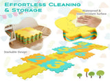Yellow Kids Hopscotch Foam Mat with 9 Interlocking Tiles & 3 Marker Discs, Non-Slip Play Mat for 77638950