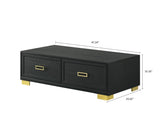 1pc Contemporary Coffee Table Storage Drawers Black Gold Finish Metal Pull Knob Living Room Wooden B011P245404