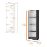 Sutton Bookcase with Tier Storage Shelves B128P176168