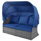 ZNTS Outdoor Patio Furniture Set Daybed Sunbed with Retractable Canopy Conversation Set Wicker Furniture 37488265