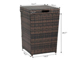 With Top Cover Iron Frame Rattan Trash Can Brown Gradient 87596867